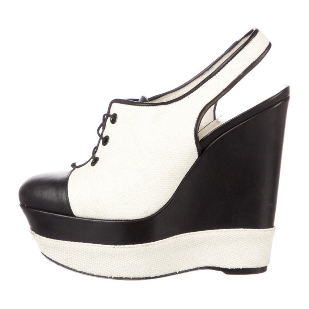 Stuart Weitzman Slingback Wedges With Mesh Accents - image 2